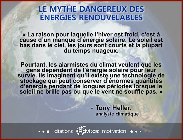 Climat: les nergies vertes comme l'olien et le solaire, ne peuvent suppler  la demande hivernale