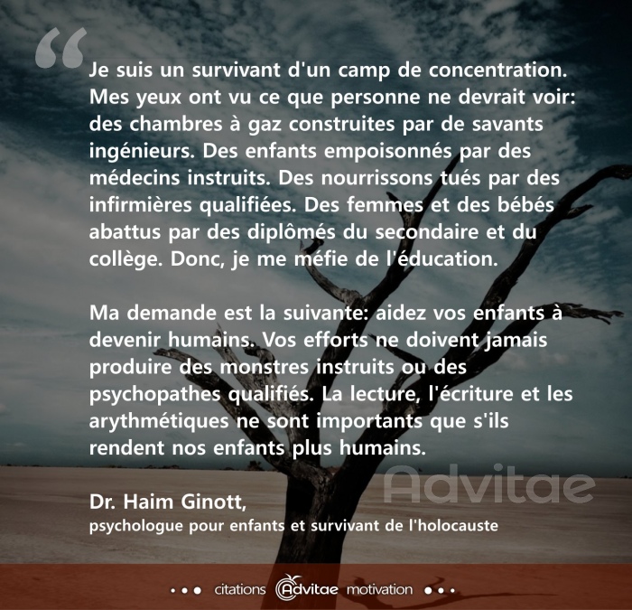 Aidez vos enfants  devenir plus humains, ne vous fiez pas juste  l'ducation officielle