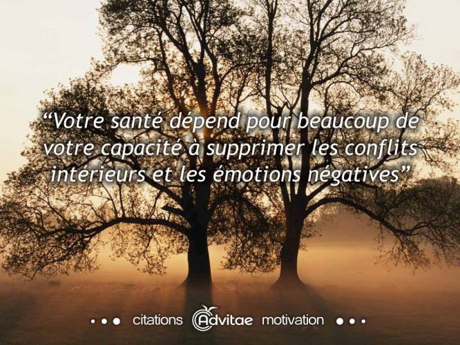 Votre sant dpend pour beaucoup de votre capacit  supprimer les conflits intrieurs et les motions ngatives